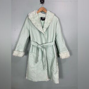 Unreal Fur‎ Nuuly Mint Green Fake Leather Trench Size Medium Petite